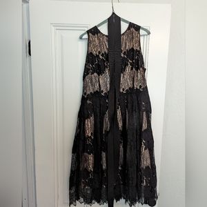 Tahari black lace midi dress